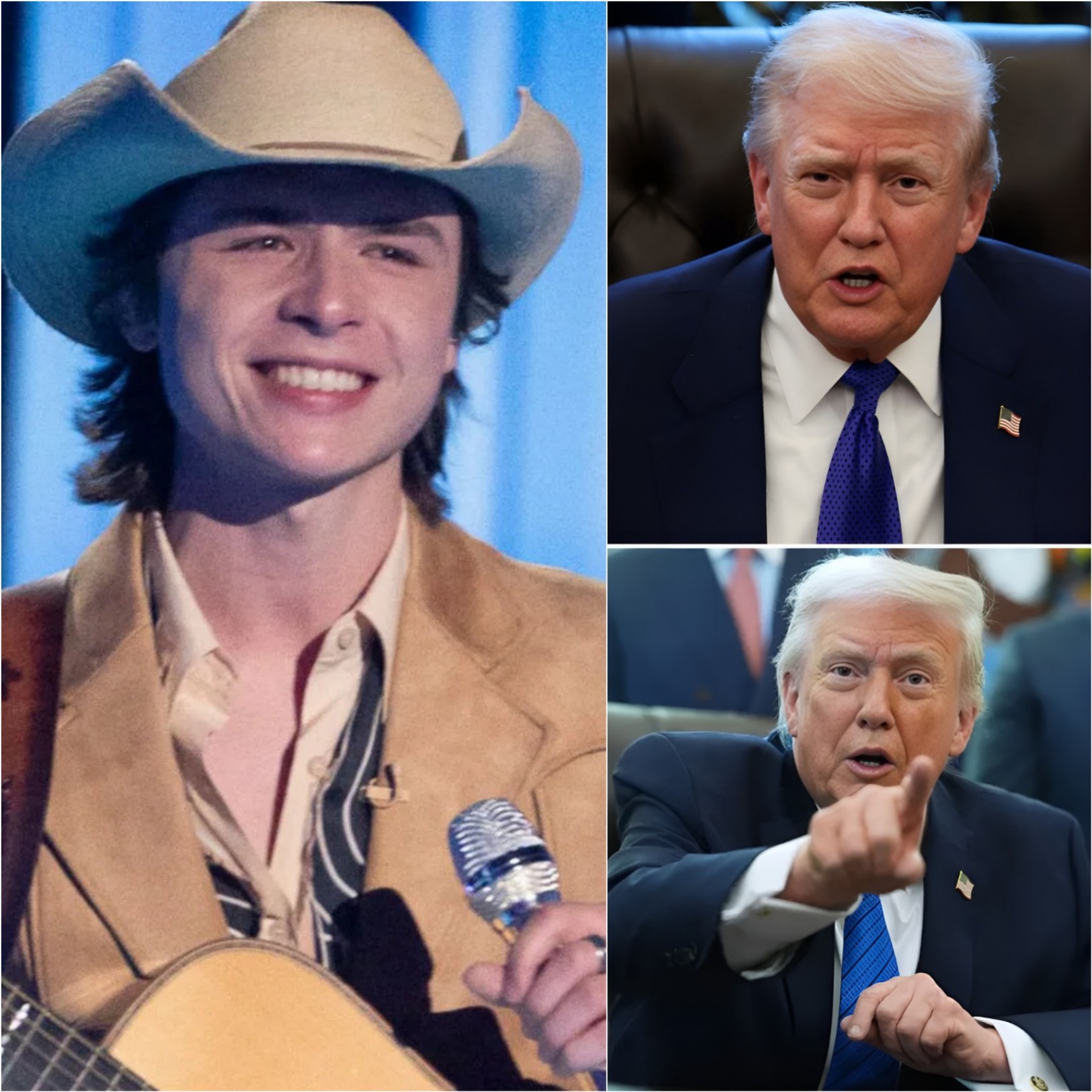 “SIT DOWN, LITTLE BOY” — Trump’s Sharp Jab at John Foster Sparks Viral Moment After Idol Star’s Stunningly Calm Response