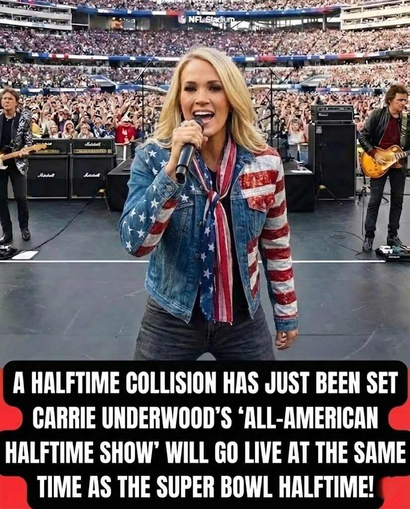 🚨 SUPER BOWL SHAKEUP: Carrie Underwood Ignites Halftime Show Storm as “All-American” Spectacle Sparks Industry Tension 🏈🔥