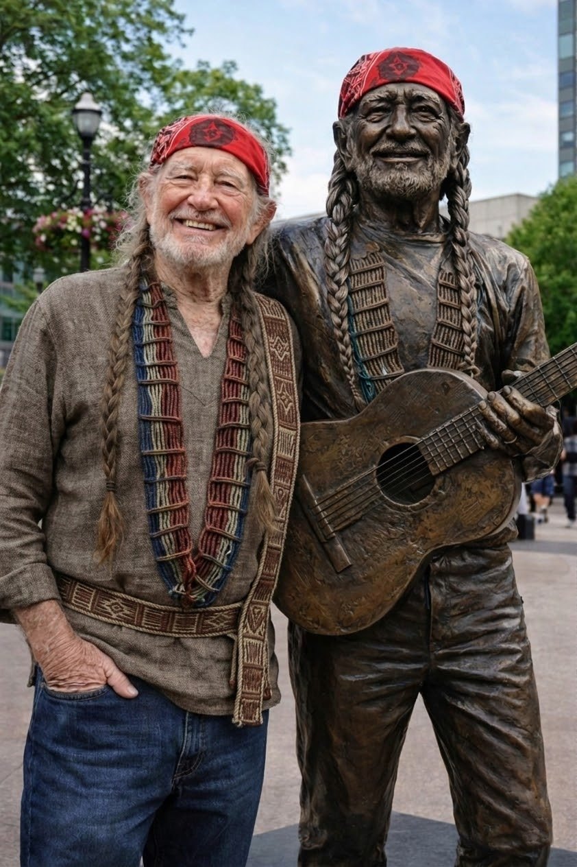 A Legend Cast in Bronze: Willie Nelson Honored With Rare Full-Body Statue on the Hollywood Walk of Fame