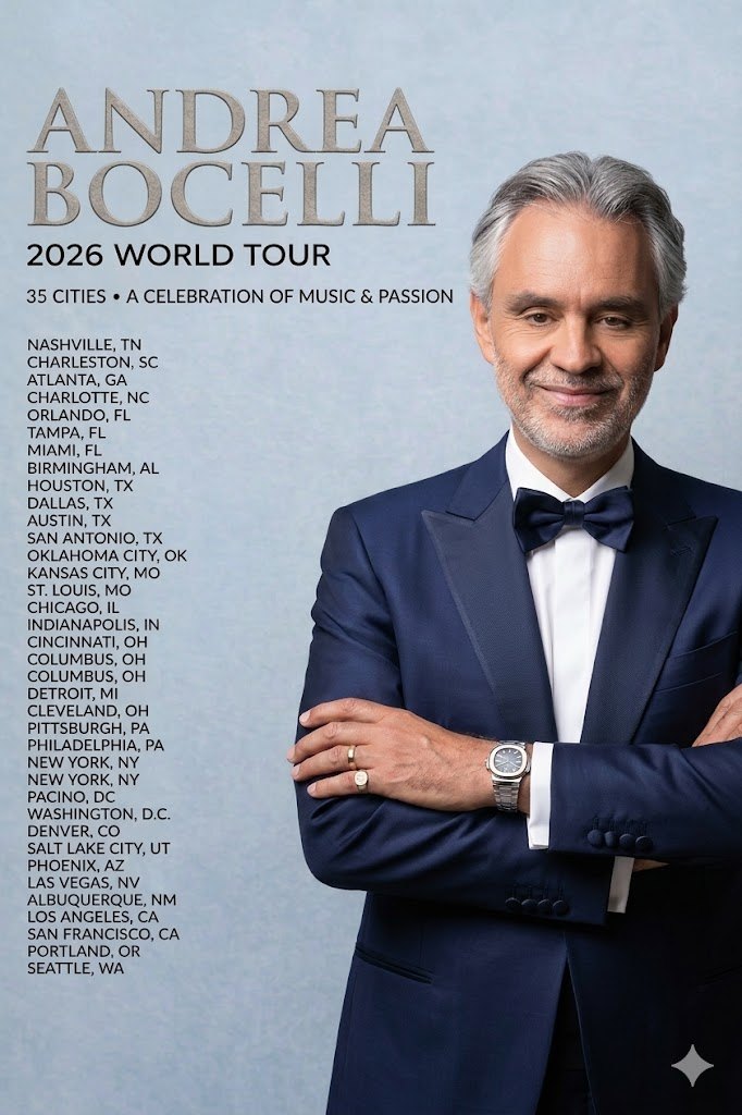 🚨 BREAKING NEWS: Andrea Bocelli Announces His 2026 World Tour — A Powerful, Emotional Return to the Global Stage