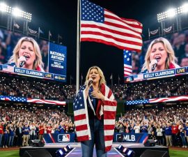 🎤 A Voice That Stilled an Arena: How Kelly Clarkson Turned the National Anthem into an Unforgettable Moment