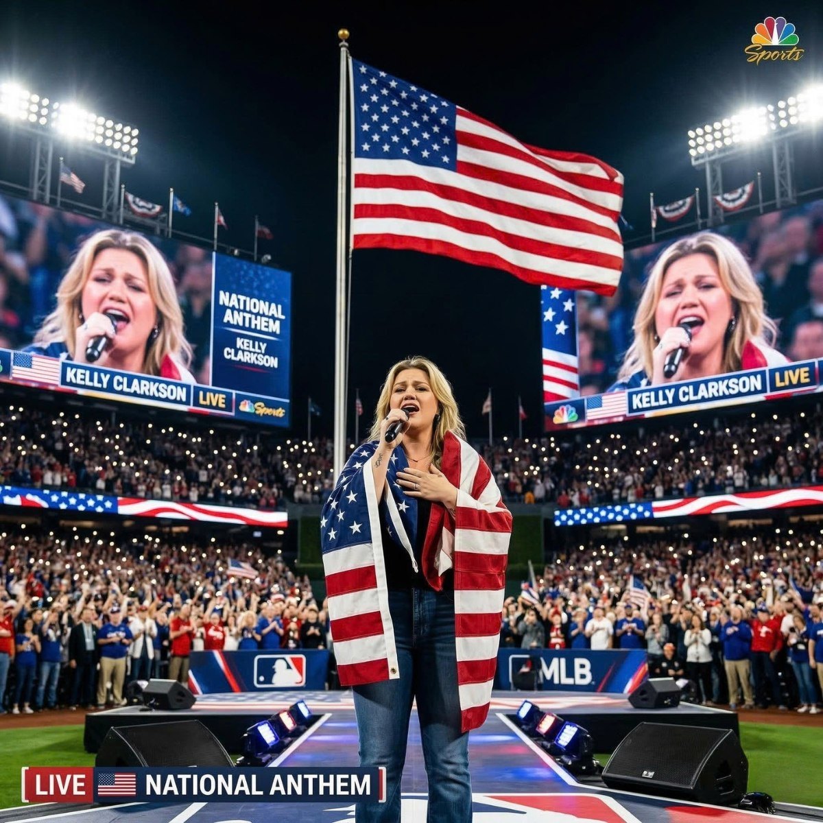 🎤 A Voice That Stilled an Arena: How Kelly Clarkson Turned the National Anthem into an Unforgettable Moment