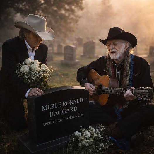 “NO CAMERAS, NO CROWD — JUST TWO LEGENDS AND A GRAVE” — The Morning Dwight Yoakam and Willie Nelson Sang for Merle Haggard in Silence 🎸🕊️