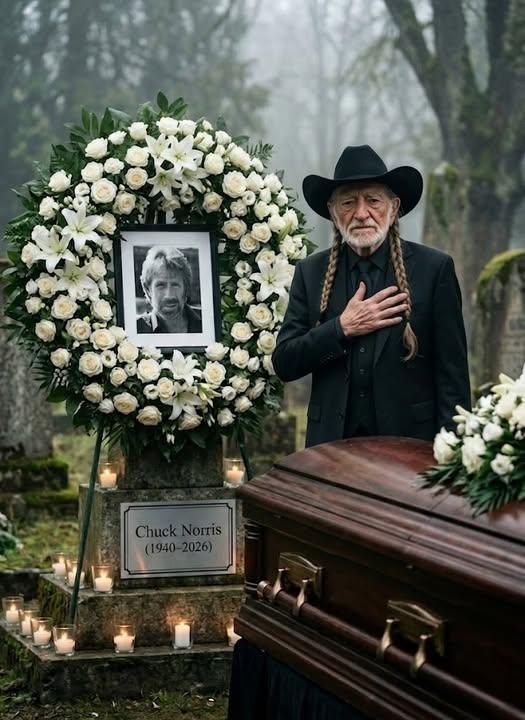 “A Nation in Tears: Willie Nelson’s Quiet Presence at Chuck Norris’ Memorial Becomes the Most Powerful Goodbye No One Expected”