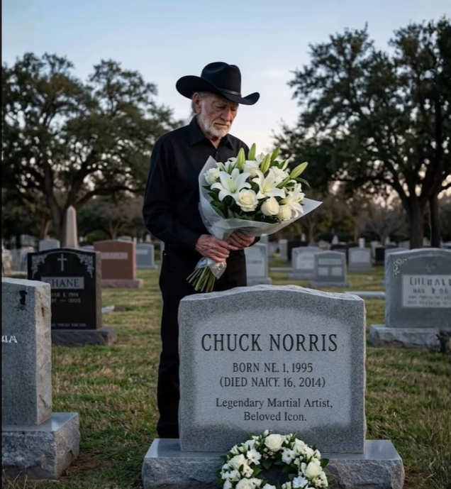 “No Spotlight, Just Silence”: Willie Nelson’s Quiet Farewell at Chuck Norris’ Graveside Leaves Fans Deeply Moved