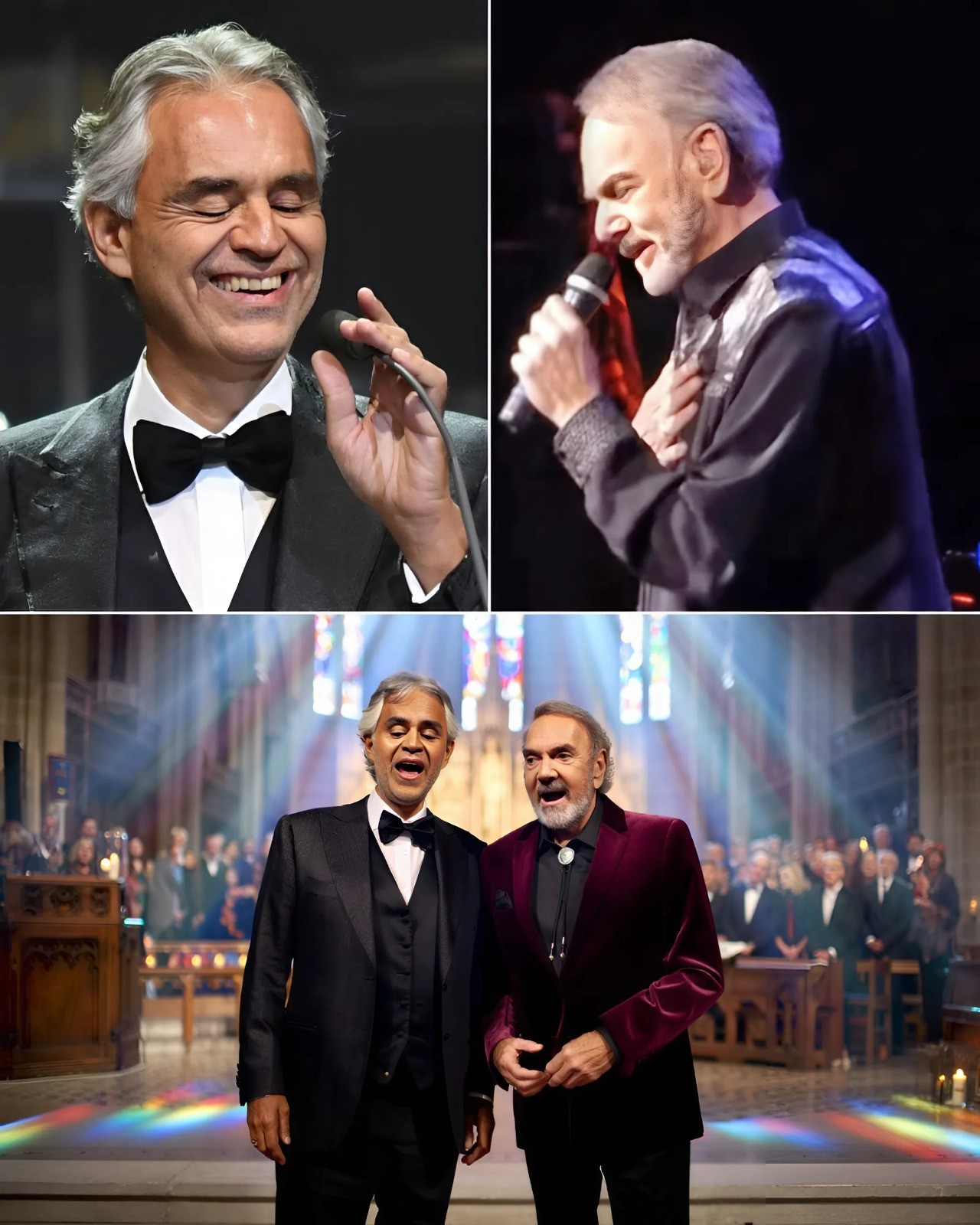 A Night That Felt Like Heaven: Andrea Bocelli and Neil Diamond’s Unforgettable Cathedral Duet