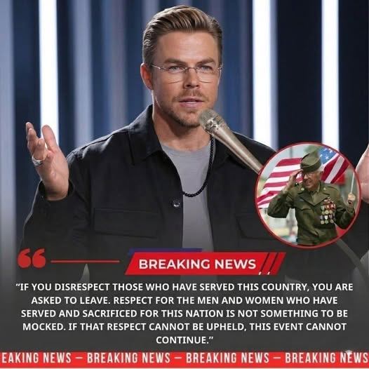 “He Stopped the Room”: Derek Hough’s Unscripted Stand for Veterans Turns a Charity Event Into a Defining Moment