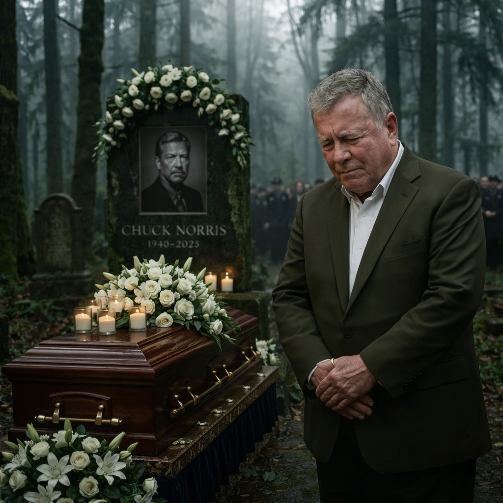 William Shatner Pays Emotional Tribute at Funeral of Martial Arts Legend Chuck Norris, Honoring a Life of Strength, Discipline, and Hollywood Heroism