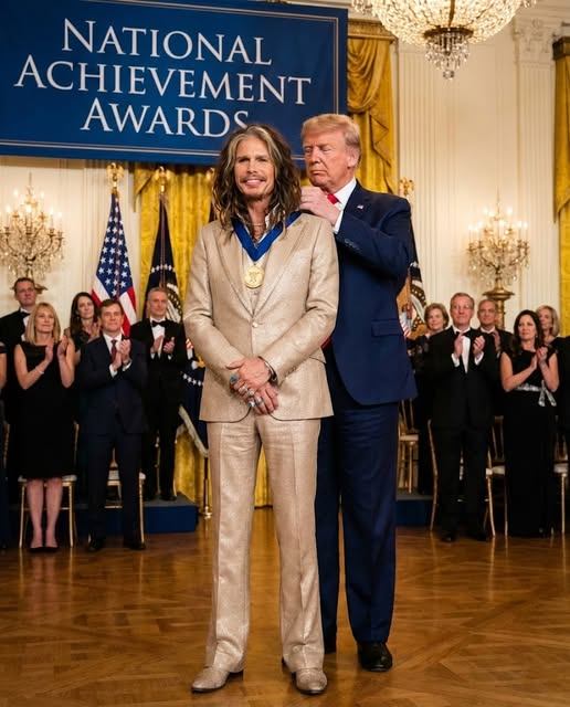 🎉 UNEXPECTED SPOTLIGHT: Donald Trump HONORS Steven Tyler AT PRESTIGIOUS ARTS GALA — AND THE MOMENT TAKES A SURPRISINGLY HUMOROUS TURN 🌟🎤