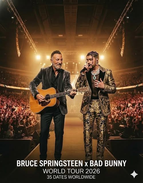 🚨 OFFICIAL ANNOUNCEMENT: Bruce Springsteen and Bad Bunny Unite for 2026 World Tour — A Historic Global Celebration Across Three Continents