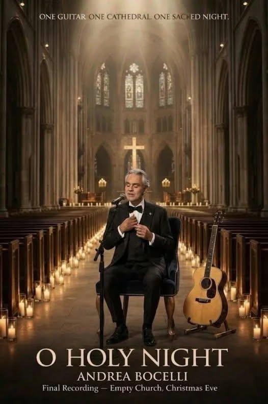 🎄🎶 Andrea Bocelli Performs “O Holy Night” Alone in a Silent Church — Pure, Reverent, and Unforgettable