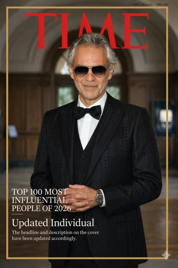 🚨 BREAKING NEWS: Andrea Bocelli Named Among TIME’s 100 Most Influential Figures — A Legacy That Transcends Music