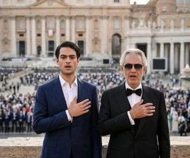 🌍🕊️ When Music Became a Prayer: Andrea and Matteo Bocelli’s Quiet Moment That Stilled the World