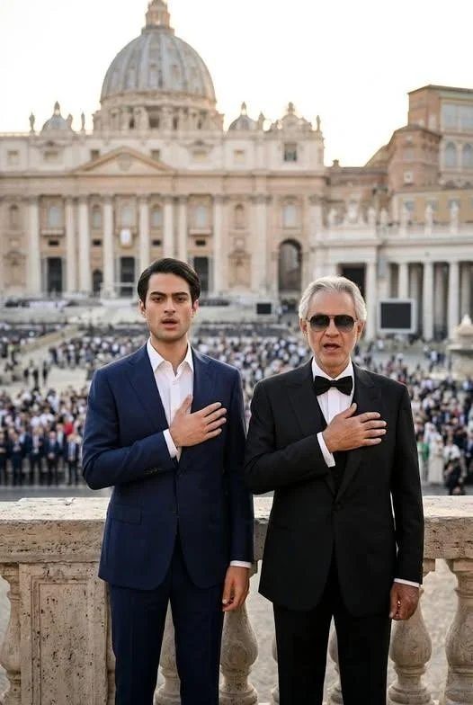 🌍🕊️ When Music Became a Prayer: Andrea and Matteo Bocelli’s Quiet Moment That Stilled the World