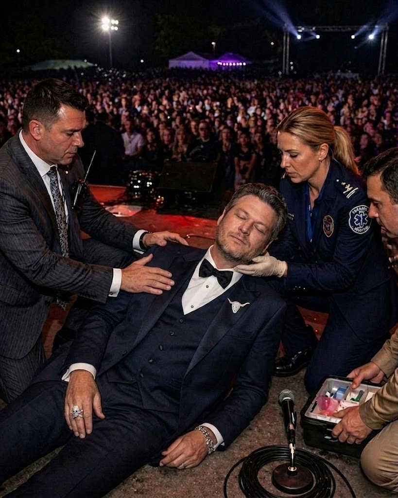 🚨 BREAKING: Chaos in Nashville as Blake Shelton Suddenly Collapses On Stage — Fans Left in Shock as Situation Unfolds