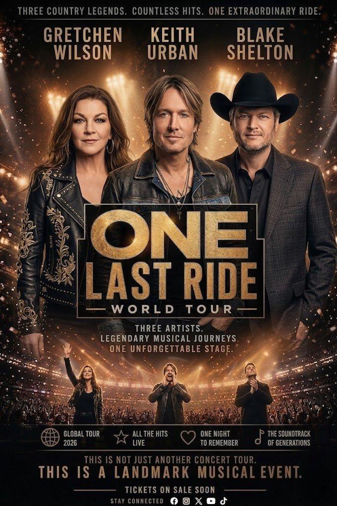 GOOD NEWS: “ONE LAST RIDE” World Tour Officially Announced — Gretchen Wilson, Keith Urban, and Blake Shelton Unite for a Once-in-a-Generation Music Event