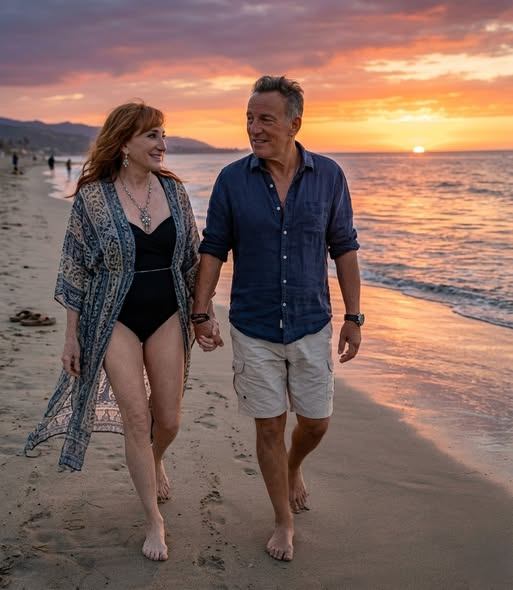“SURPRISE ON THE SHORELINE: Patti Scialfa Turns Heads in Beach Photos with Bruce Springsteen”