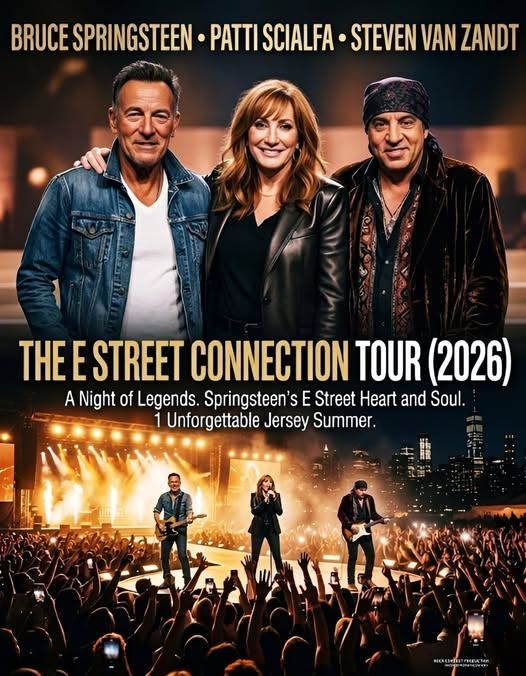 “THE HEART OF JERSEY IS COMING BACK” — Bruce Springsteen, Patti Scialfa, and Steven Van Zandt Ignite Frenzy With Massive 2026 Stadium Tour Announcement