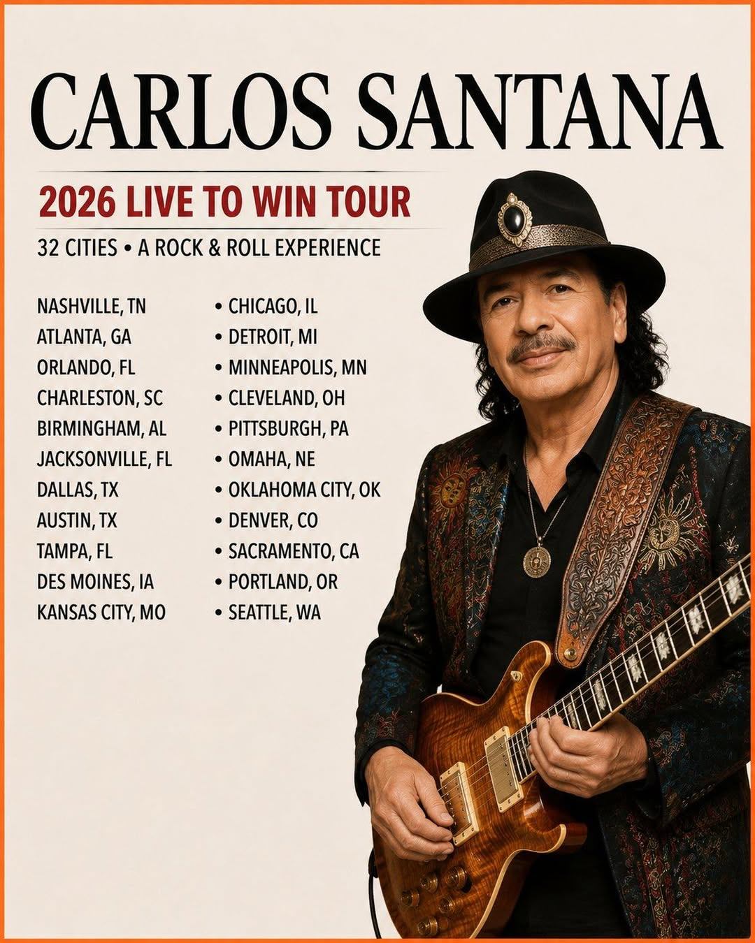 🎤🔥 “I’M NOT DONE YET!” — Carlos Santana IGNITES GLOBAL EXCITEMENT WITH SURPRISE TOUR ANNOUNCEMENT