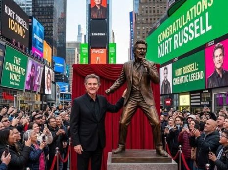 THE FIRST FILM ICON IN HISTORY TO RECEIVE A FULL-BODY BRONZE STATUE ON THE HOLLYWOOD WALK OF FAME — AND HIS NAME IS KURT RUSSELL